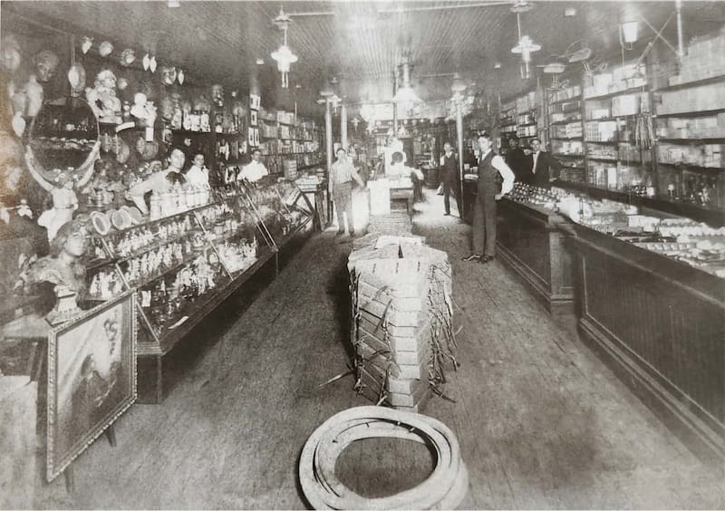 photo of the inside of F.&F. Rick and Co. Bicycles, Parts, Gaslights and Sundries at 517/519 Main St in Buffalo NY